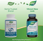 Nature's Way Mega-DHA Premium Fish Oil, Supports Eye and Brain Function*, Omega-3, EPA DHA Omega 3 Supplement, 2,000 mg Fish Oil per 2-Softgel Serving, 60 Softgels (Packaging May Vary)