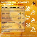 Methylated B Complex Liquid Drop, Liquid B Complex Vitamins for Women, with Methyl B12, Methylfolate, B1, B3, B5, B6, B7, C, Omega-3, Inositol, Magnesium, TMG Supplement for Energy Support, 2 FL OZ