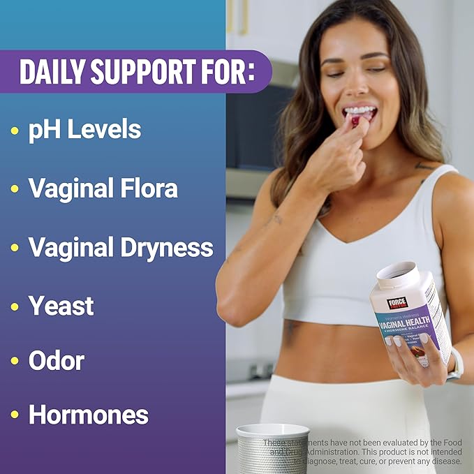 Force Factor Vaginal Health Probiotic Supplement for Women with KSM-66 Ashwagandha & 5B CFUs for pH Balance, Vaginal Flora & Hormone Balance Support, Women’s Wellness, Tropical Punch, 60 Soft Chews