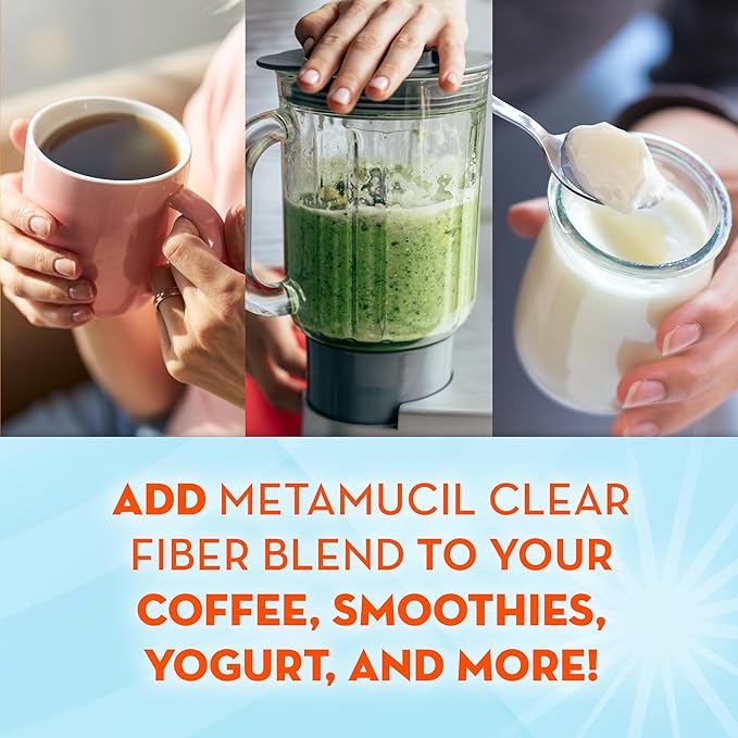 Metamucil Fiber Supplement,Unflavored Clear Mixing Powder,No Grit,No Sugar Added,Plant Based Prebiotic Fiber Supplement Blend for Daily Digestive Health,75 teaspoons,(Pack of 2)