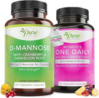 Pure By Nature Bundle Pack of 600mg D Mannose 240 Capsules & One Daily Multivitamin for Women 60 Capsules Supplements, Immunity & Urinary Tract Health Support Women’s Wellness Bundle