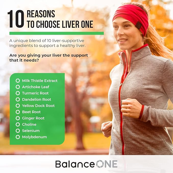 Balance ONE Liver Support Supplement with Milk Thistle, Dandelion Root Extract & Molybdenum – Liver Health & Detox Support – Vegan Capsules, 1 Month Supply – Liver One