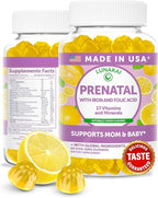 Lunakai USA Made 17-in-1 Prenatal Vitamins for Women with Iron & Folic Acid – Delicious Daily Prenatal Gummies for Maternal Wellness Support, 60ct
