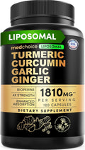Liposomal Turmeric - High-Absorption Curcumin Supplements, Non-GMO Blend for Digestive Comfort & Daily Support - Organic Turmeric Supplement with Black Pepper (120ct, Pack of 1)