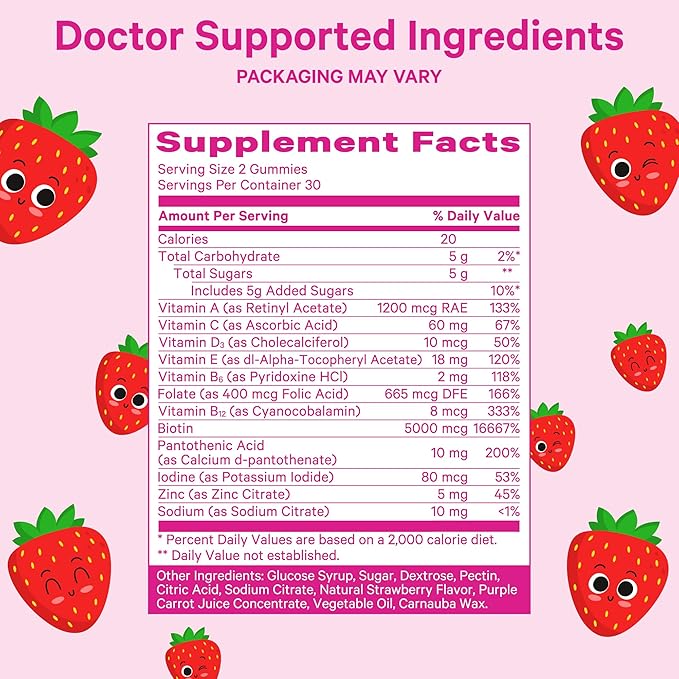 Pink Stork Biotin, Antioxidants, Vitamin E Multivitamin for Teens - Clinically Studied Vitamins + Nutrients for Teens - Beautiful Hair, Radiant Skin, Strong Nails, + Immune Support - 60 Berry Gummies
