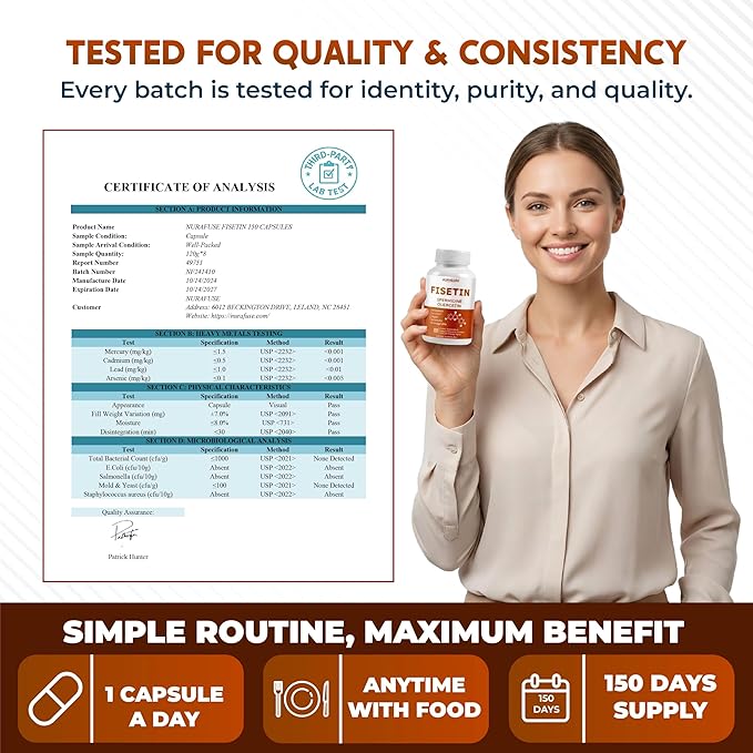 Fisetin 10-in-1 Formula - with Spermidine Quercetin Resveratrol, Elderberry, Turmeric Non-GMO, Gluten-Free, Soy-Free