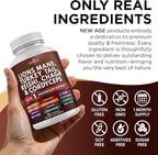 NEW AGE Lions Mane Mushroom Supplement with Turkey Tail Reishi Cordyceps Chaga with Marshmallow Root - 120 Count