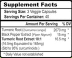 Viva Doria Turmeric Curcumin with Black Pepper Extract 2250mg, 95% Standardized Curcuminoids - Black Pepper for Max Absorption, 120 Vegetable Capsules