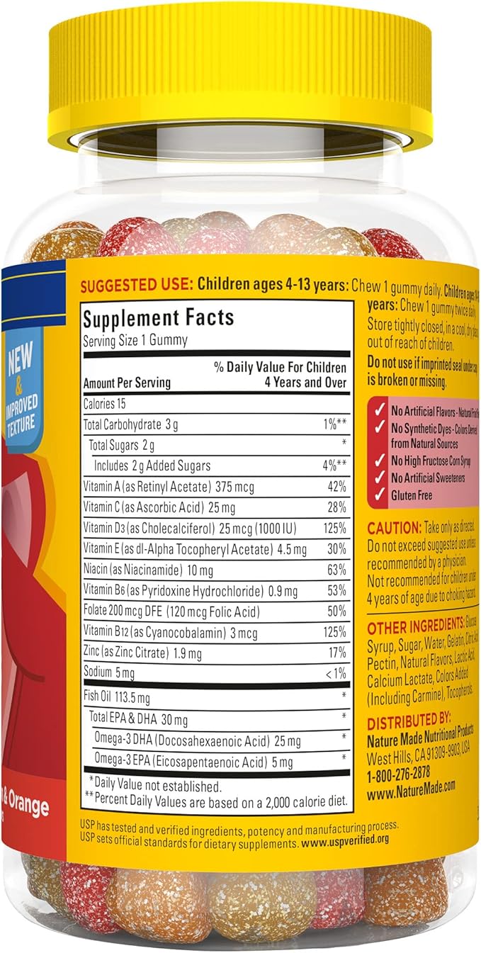 Nature Made Kids First Multivitamin with Omega-3, Kids Gummy Multivitamins with Vitamins and Minerals for Nutritional Support, 70 Gummies