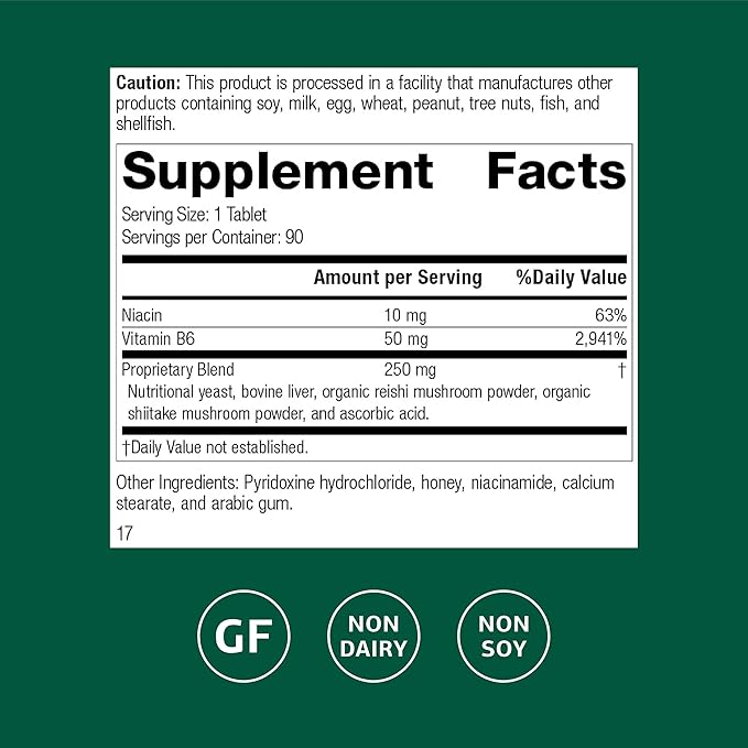 Standard Process B6-Niacinamide - Support Energy Metabolism & Heart Health - Aids Digestive & Blood Circulatory Systems - Gluten-Free, Non-Dairy & Non-Soy - 90 Tablets (90 Servings)