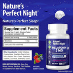 Nature's Perfect Night | Melatonin 5mg | 200 Quick Dissolve Tablets | Natural Mixed Berry Flavor |Preferred Potency | Sugar Free | Vegan | Gluten Free | Value Size