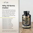 gflow vitamins Magnesium Complex Supplement - 10 Active Forms, Glycinate, Citrate, Malate, Oxide, Taurate, Aspartate, Gluconate, Ascorbate, Lactate, Carbonate, Plus More with Vitamin C B1 B2 B6 B12