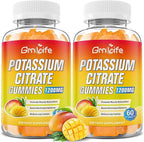 2 Pack Potassium Citrate Gummies, High Potassium Supplement Gummies 1200mg for Adults & Kids, Support Leg Cramps & Muscle Health, Vegan, Mango Flavor 120 Count