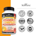 BioSchwartz Vitamin C Complex Supplement - Vitamin C 1000mg Capsules with Rose HIPS Zinc and Citrus Bioflavonoids for Immune Health, Cellular Energy, Collagen Production, 120 Count (60 Day Supply)