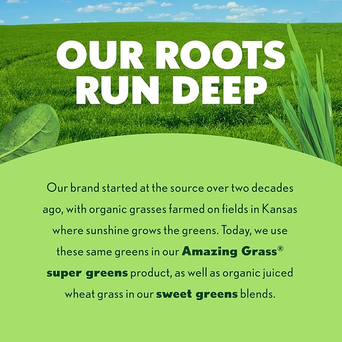 Amazing Grass Greens Blend Superfood: Super Greens Powder Smoothie Mix with Spirulina, Chlorella, Beet Root Powder, Digestive Enzymes, Prebiotics & Probiotics, Original, 15 Servings (Packaging May Vary)