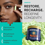 AGERESET NAD Supplement NMN Alternative Liposomal + Gotu Kola for Women & Men w/Resveratrol, Quercetin, Gotu Kola