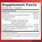 PROTOCOL FOR LIFE BALANCE Enzymes-HCl - Digestive Enzymes with Bromelain - Full Spectrum of Proteases - Digestion Supplement - Soy & Dairy Free - 120 Capsules