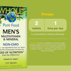 Natural Factors Whole Earth & Sea Men's Multivitamin & Mineral - Daily Health Supplement for Men Under 50 - Vegan, Non-GMO & Gluten-Free - 120 Tablets (60 Servings)