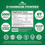 Zazzee D-Mannose Powder Plus, 2000 mg, 67 Servings, Plus 5 Billion CFU Probiotics and Pure Cranberry Juice Extract, Certified Kosher, Free Scoop, 6.67 oz, Urinary Tract Support, Non-GMO, All-Natural