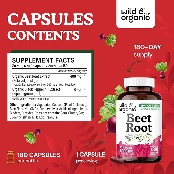 Wild & Organic Grape Seed Extract 180 Capsules & Beet Root 180 Capsules