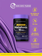 Carlyle Melatonin 10mg | 180 Time Release Tablets | All Night Support | with Vitamin B6 | 100% Drug Free Supplement | Vegan, Non-GMO, Gluten Free