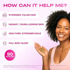 GOBIOTIX Hair Skin and Nails Vitamin Supplement - 10000mcg Biotin Pills with Hyaluronic Acid, Folate, Iron, Magnesium, and Zinc - Collagen Production, Hair Growth - 60 Servings