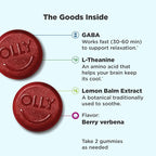 OLLY Goodbye Stress Gummy,GABA,L-Theanine,Lemon Balm,Stress Relief Supplement,Berry -,74 Count (Pack of 2)