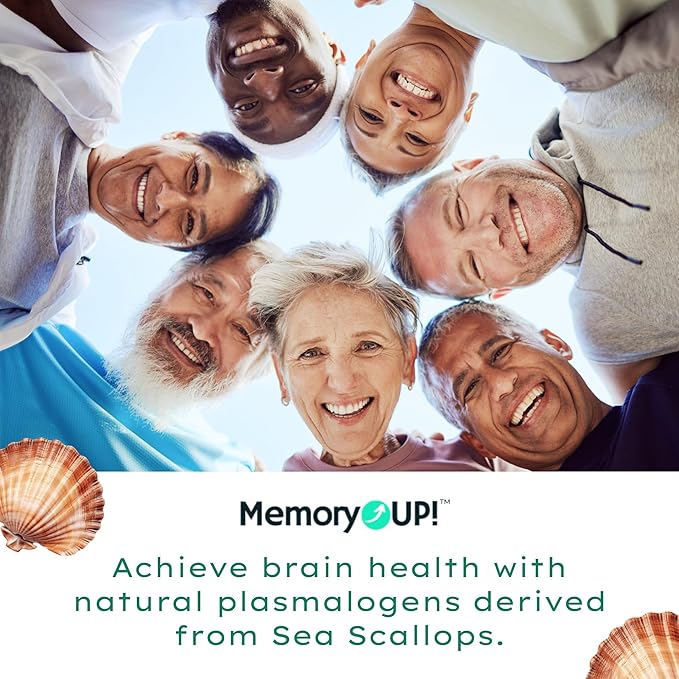 MemoryUP! Sea Scallop-Derived Plasmalogen Supplement for Brain & Cognitive Support, Memory, Focus and Antioxidant Neuro-Support, Ideal for Seniors, Adult Men & Women, 60 Count