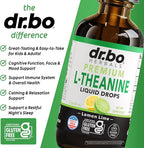 L Theanine 200mg Liquid Drops - Natural Sleep Support & Focus Supplement for Kids & Adults - Vegan, Non-GMO, Gluten Free 200mg Pure L-Theanine Drops Liquid Supplements, Mood Ltheanine for Kids 2 FL Oz