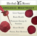 Herbal Roots Organic Beet Root Powder Capsules - 1,500mg per Serving - Certified USDA Organic - Non-GMO - 60 Count Vegan Capsules (Pack of 2)