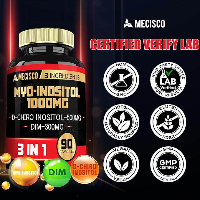 3in1 Myo-Inositol & D-Chiro Inositol Supplement with DIM - 90 Capsules - 30 Days