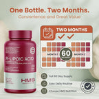 Stabilized R-Lipoic Acid 300 mg per Serving — Pure R Alpha Lipoic Acid (R-ALA) High Potency Active R Isomer Antioxidant Nerve & Metabolism Support — NSF Certified Non-GMO Vegan 60Capsule
