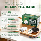 LeafLea 80 Black Tea Bags, Premium Black Tea Leaves, Rich Bright and Firmly Astringent, Promotes Digestive Comfort & Steady Alertness, Caffeinated, Sugar-Free, Vegan, Enjoy Hot or Iced