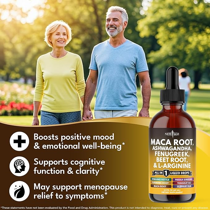Organic Maca Root Liquid Drops with Ashwagandha, Nettle, Fenugreek, Beet Root and L-Arginine Liquid Multivitamin for Women and Men - 8oz