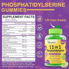 (2 Packs) Phosphatidylserine 600mg Gummies, Brain Supplement for Memory, Focus and Concentration - Phosphatidylserine Memory Supplement with Alpha GPC, B6 & B12 for Brain and Cognitive, 120 Gummies