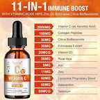1 Packs Liposomal Vitamin C 2000mg Liquid Drop, High Absorption VC Complex Rose Hips with Echinacea, Citrus Bioflavonoids, Zinc, Vitamin D3 for Immune System & Antioxidant,2 FL Oz
