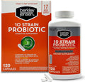 Berkley Jensen Natural 10 Strain Probiotic Supplement Capsules with 10mg B. Longum, Loaded with Live Strains & Beneficial Gut Flora, for Digestive & Immune Health - 17-Week Supply, 120 Ct