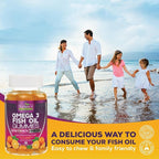 Omega 3 Fish Oil Gummies, Heart Healthy Omega 3 Gummy Supplement with High Absorption DHA & EPA, Extra Strength Joint & Brain Support, Delicious Orange Flavor Fish Oil Nature's Vitamin - 60 Gummies