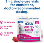 Dr. Kids Children's Allergy Relief Medicine with Diphenhydramine HCl 12.5 mg - Pre-Measured Single-Use Vials, Kids Antihistamine for Sneezing, Runny Nose & Itchy Eyes, Mixed Berry Flavor, 24 Count