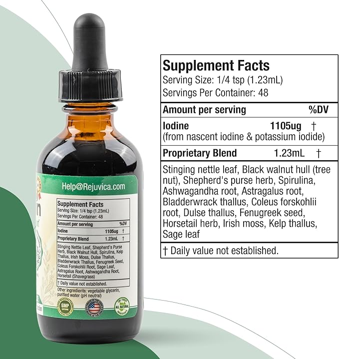Rejuvica Health Active Iodine + Thyrobin Bundle - Nascent Iodine Drops & Thyroid Support Supplements - Advanced Liquid Deliver