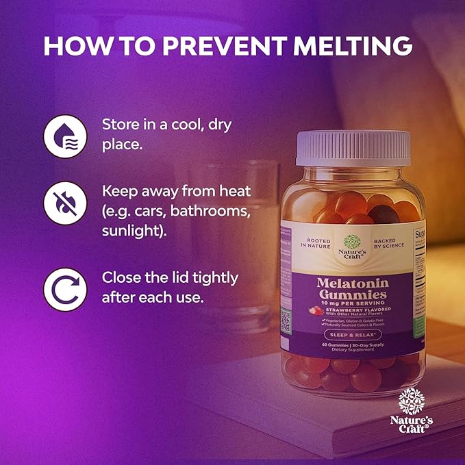 Melatonin Gummies 10mg per Serving - Fast Acting Tasty Sleep Gummies for Adults Extra Strength Melatonin 10mg for Adults Enhanced Sleep Quality & Duration - Non GMO & Vegan - 60 Ct