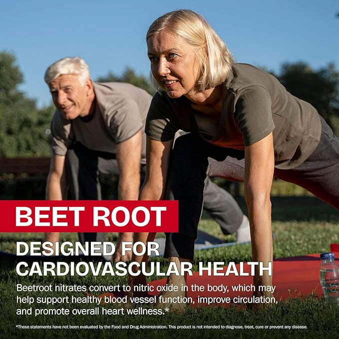 Beet Root Capsules 1300mg, Natural Organic Beetroot Powder Supplement Supports Healthy Blood Pressure and Heart Health, Energy & Endurance Support, Non-GMO, Vegan, 60 Count, 30-Day Supply