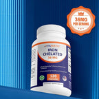 Vitamatic Chelated Iron 36 mg (from Ferrochel® Ferrous Bisglycinate Chelate) – Non-Constipating - 120 Veg Capsules - Non GMO, Gluten Free, Made in USA