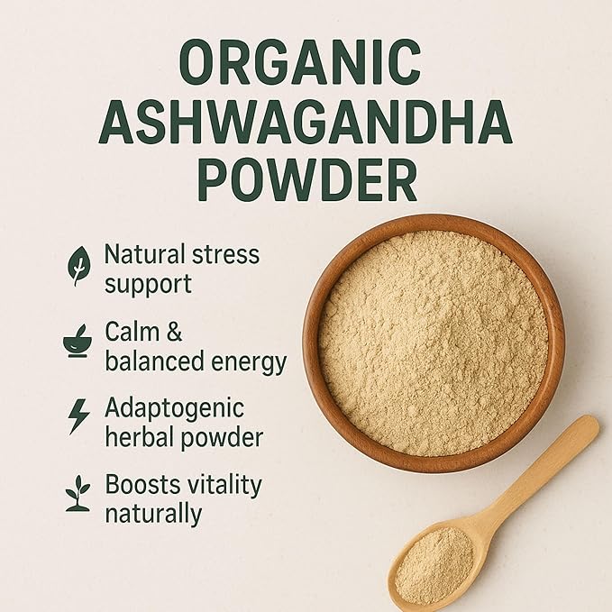 SPICY ORGANIC Organic Ashwagandha Root Powder – 8 oz. - Non-GMO, 100% Raw from India – Indian Ginseng (Withania Somnifera) – Natural Stress Support, Energy & Immune Health