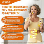 Sugar Free Turmeric Curcumin Filled Gummies 550mg for Adults, Ginger & Black Pepper | 95% Curcuminoids w/Prebiotic Probiotic & Postbiotic Blend, Support Immune & Digestive Health, Vegan, 60 Count