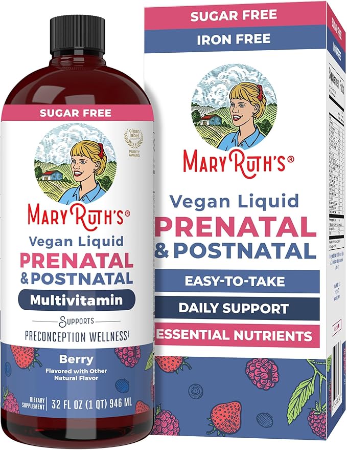 MARYRUTH'S Postnatal & Prenatal Vitamins for Women | Sugar Free | Selenium | Folate | Vegan | Non-GMO | Gluten Free | 32oz