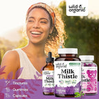 Wild & Organic Milk Thistle Capsules 1000mg - Liver Detox Cleanse - Silymarin Milk Thistle Supplement for Liver Support - 120 Vegan Capsules - 2-Month Supply - No Fillers, Non-GMO