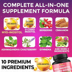 BMVINVOL Inositol Supplement - Myo-Inositol and D-Chiro Inositol Ideal 40:1 Ratio - Plus Berberine, Cinnamon, Ashwagandha + 5 More - 60 Capsules
