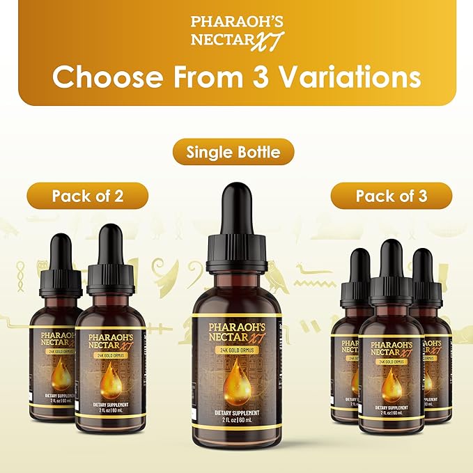 Ultra-Pure, 99.9% Liquid Gold - 24K Monoatomic Gold Ormus - Third Eye Awakening, Pineal Gland Decalcification, Awaken DNA, Unlock Light Speed Manifestation - Pharaoh's Nectar XT, 3 Pack