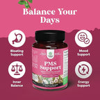 PMS Support Supplement for Women – Hormone Balance for Women & Menstrual Ease with DIM, Chasteberry, Black Cohosh & Ashwagandha - for Period Cramps Ease, Menopause Bloating, Mood Swing – 30 Ct
